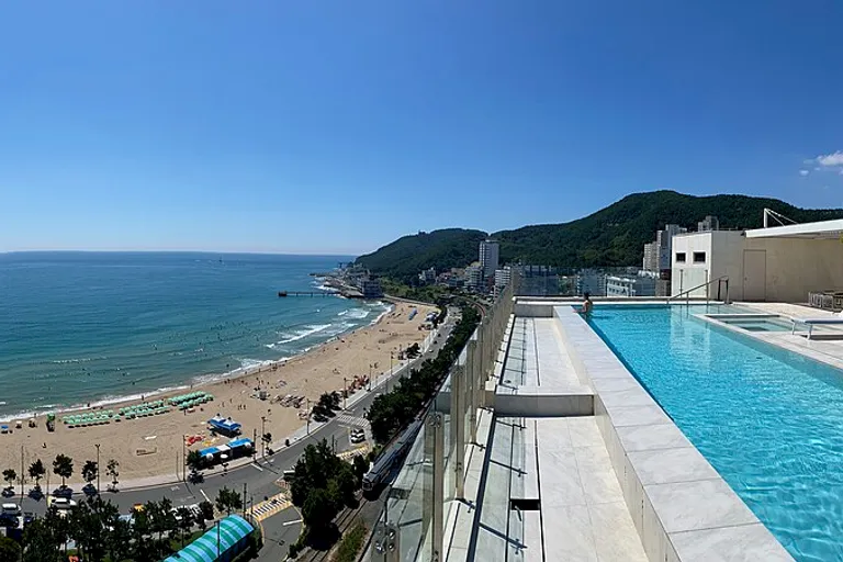 Panoramic view of Songjeong Beach in Busan
